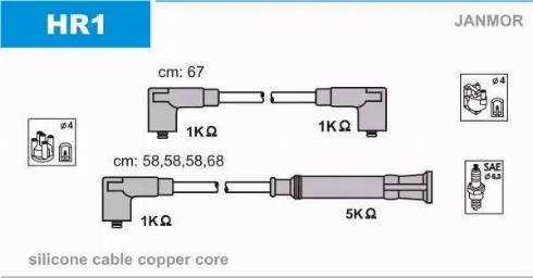 Janmor HR1 - Комплект запалителеи кабели vvparts.bg