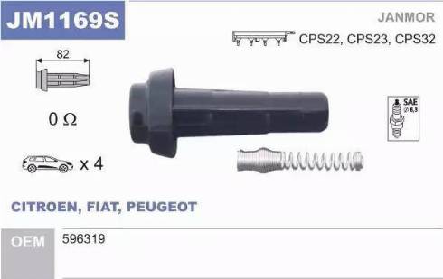 Janmor JM1169S - Щекер, запалителна бобина vvparts.bg