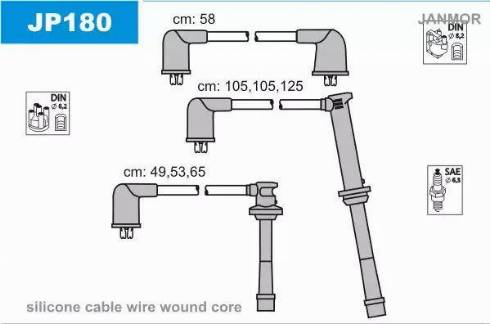 Janmor JP180 - Комплект запалителеи кабели vvparts.bg