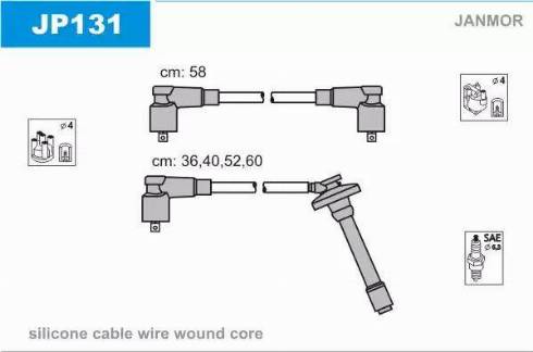 Janmor JP131 - Комплект запалителеи кабели vvparts.bg