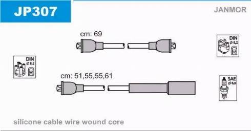 Janmor JP307 - Комплект запалителеи кабели vvparts.bg