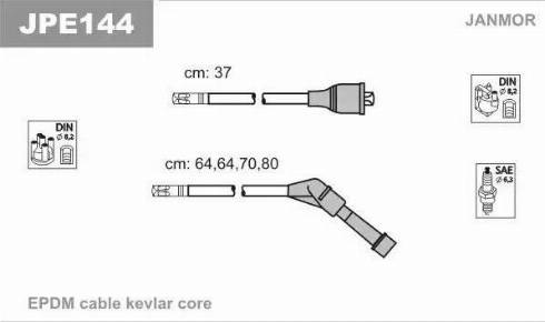 Janmor JPE144 - Комплект запалителеи кабели vvparts.bg