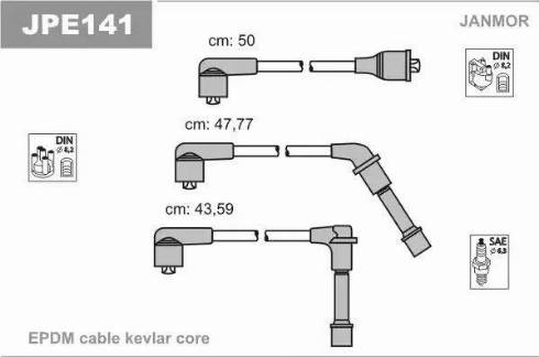 Janmor JPE141 - Комплект запалителеи кабели vvparts.bg