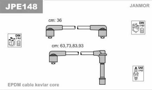 Janmor JPE148 - Комплект запалителеи кабели vvparts.bg