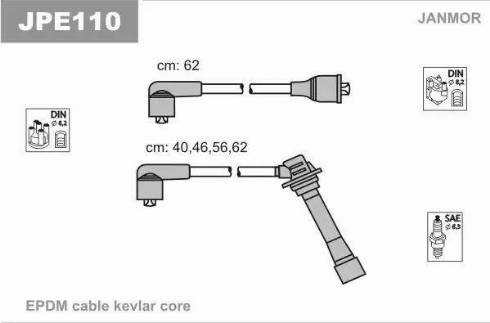 Janmor JPE110 - Комплект запалителеи кабели vvparts.bg