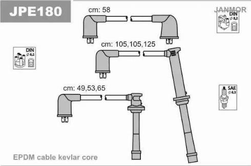 Janmor JPE180 - Комплект запалителеи кабели vvparts.bg