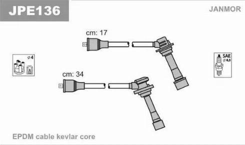 Janmor JPE136 - Комплект запалителеи кабели vvparts.bg
