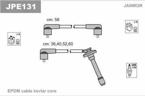 Janmor JPE131 - Комплект запалителеи кабели vvparts.bg