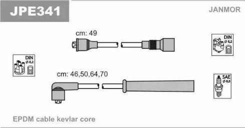 Janmor JPE341 - Комплект запалителеи кабели vvparts.bg