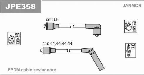 Janmor JPE358 - Комплект запалителеи кабели vvparts.bg
