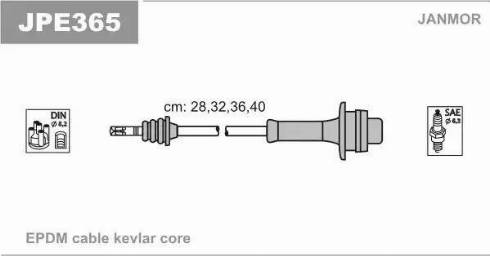 Janmor JPE365 - Комплект запалителеи кабели vvparts.bg