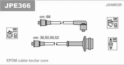 Janmor JPE366 - Комплект запалителеи кабели vvparts.bg
