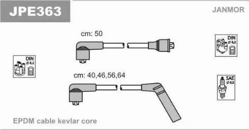 Janmor JPE363 - Комплект запалителеи кабели vvparts.bg