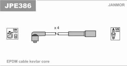 Janmor JPE386 - Комплект запалителеи кабели vvparts.bg