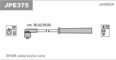 Janmor JPE375 - Комплект запалителеи кабели vvparts.bg