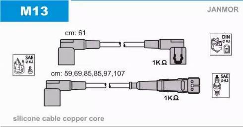 Janmor M13 - Комплект запалителеи кабели vvparts.bg