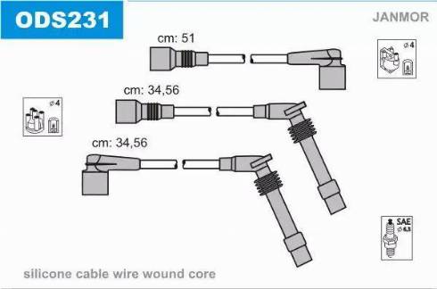 Janmor ODS231 - Комплект запалителеи кабели vvparts.bg