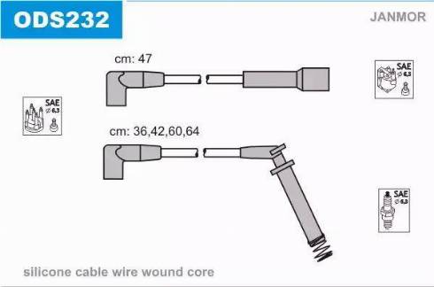 Janmor ODS232 - Комплект запалителеи кабели vvparts.bg
