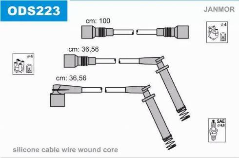 Janmor ODS223 - Комплект запалителеи кабели vvparts.bg