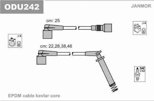Janmor ODU242 - Комплект запалителеи кабели vvparts.bg
