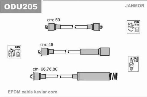 Janmor ODU205 - Комплект запалителеи кабели vvparts.bg