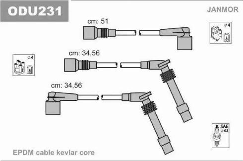 Janmor ODU231 - Комплект запалителеи кабели vvparts.bg