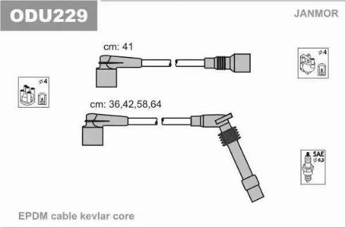 Janmor ODU229 - Комплект запалителеи кабели vvparts.bg