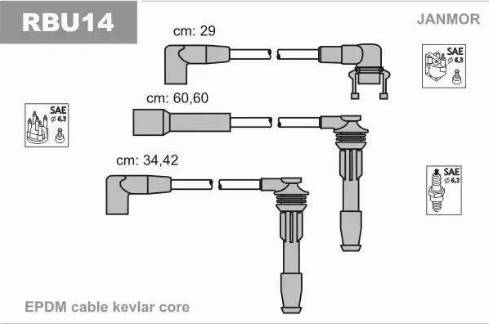 Janmor RBU14 - Комплект запалителеи кабели vvparts.bg