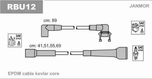 Janmor RBU12 - Комплект запалителеи кабели vvparts.bg