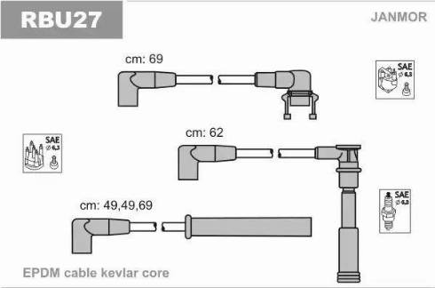 Janmor RBU27 - Комплект запалителеи кабели vvparts.bg