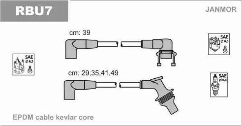 Janmor RBU7 - Комплект запалителеи кабели vvparts.bg