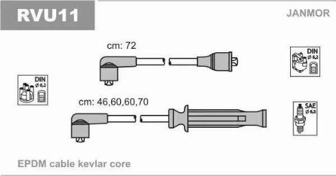 Janmor RVU11 - Комплект запалителеи кабели vvparts.bg