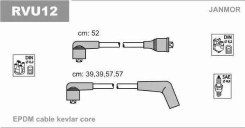 Janmor RVU12 - Комплект запалителеи кабели vvparts.bg