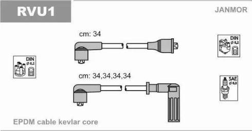 Janmor RVU1 - Комплект запалителеи кабели vvparts.bg