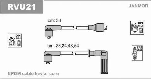 Janmor RVU21 - Комплект запалителеи кабели vvparts.bg