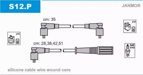 Janmor S12.P - Комплект запалителеи кабели vvparts.bg