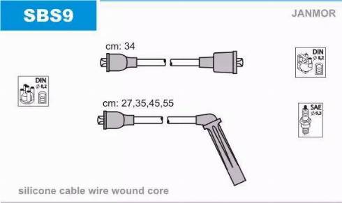 Janmor SBS9 - Комплект запалителеи кабели vvparts.bg