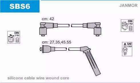 Janmor SBS6 - Комплект запалителеи кабели vvparts.bg