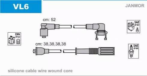Janmor VL6 - Комплект запалителеи кабели vvparts.bg