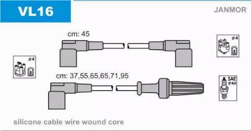 Janmor VL16 - Комплект запалителеи кабели vvparts.bg