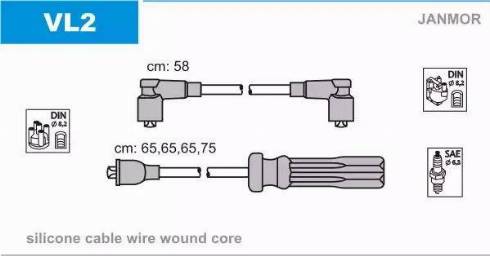 Janmor VL2 - Комплект запалителеи кабели vvparts.bg
