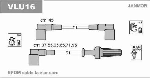 Janmor VLU16 - Комплект запалителеи кабели vvparts.bg