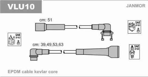 Janmor VLU10 - Комплект запалителеи кабели vvparts.bg
