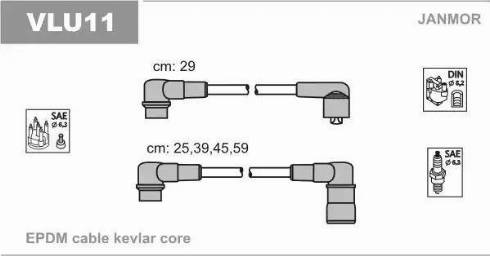 Janmor VLU11 - Комплект запалителеи кабели vvparts.bg