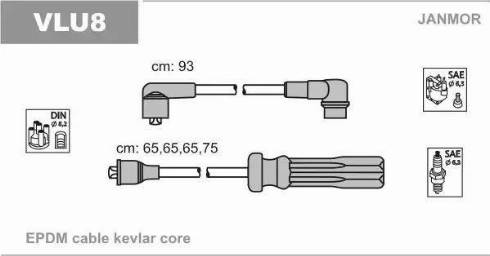 Janmor VLU8 - Комплект запалителеи кабели vvparts.bg