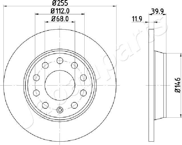 Japanparts DP-0907 - Спирачен диск vvparts.bg