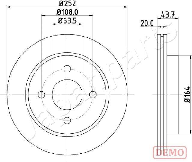 Japanparts DP-0308C - Спирачен диск vvparts.bg