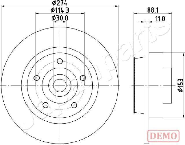 Japanparts DP-0705C - Спирачен диск vvparts.bg