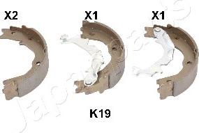 Japanparts GF-K19AF - Комплект спирачна челюст, ръчна спирачка vvparts.bg