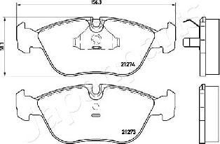 Japanparts PA-0327AF - Комплект спирачно феродо, дискови спирачки vvparts.bg